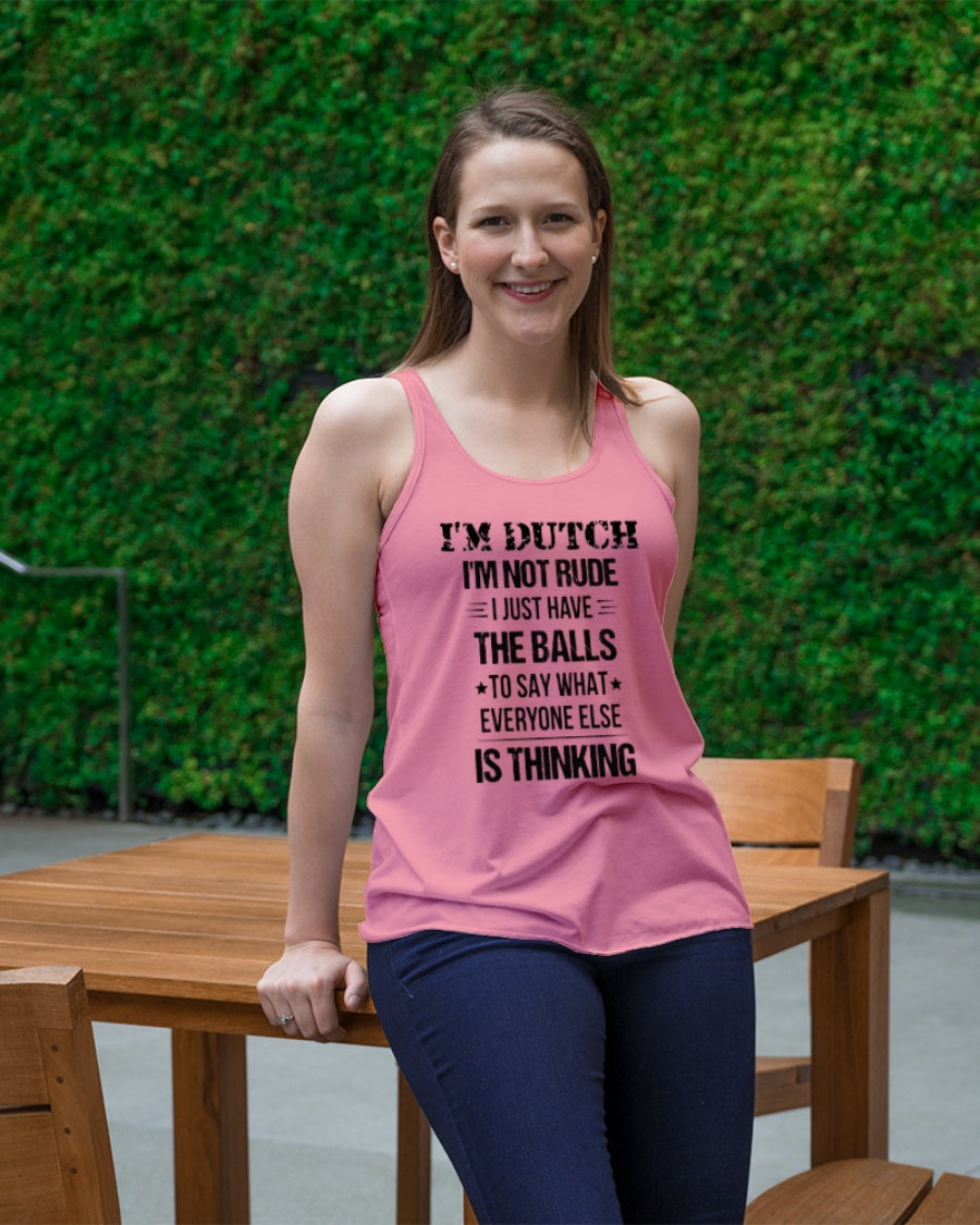 I'M NOT RUDE I'M DUTCH - Ladies Flowy Tank - Coral - lifestyle-bellaflowy-tank-front-1