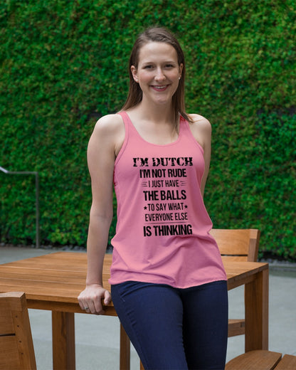 I'M NOT RUDE I'M DUTCH - Ladies Flowy Tank - Coral - lifestyle-bellaflowy-tank-front-1