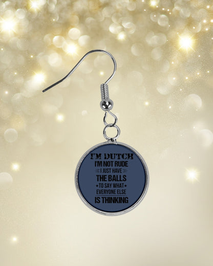 I'M NOT RUDE I'M DUTCH - Circle Earrings - J Navy - aos-earring-circle-front-lifestyle-3