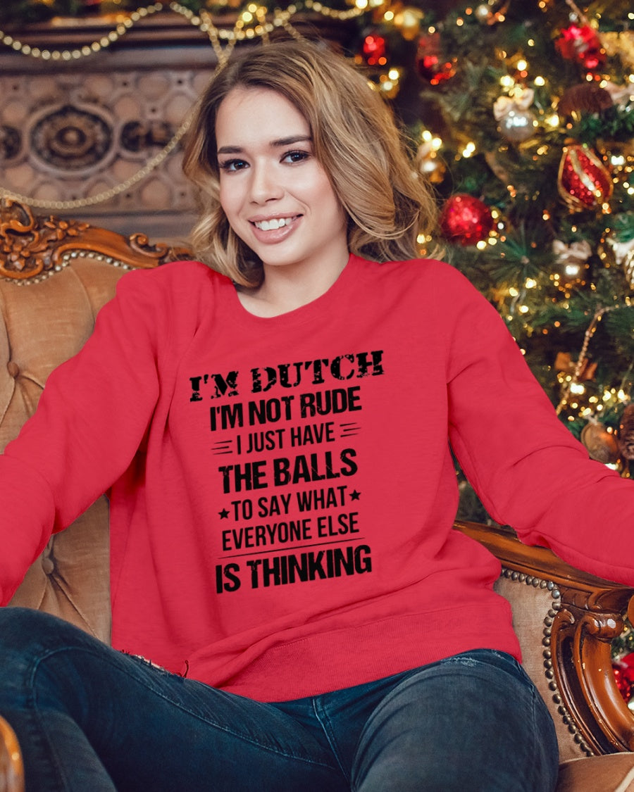 I'M NOT RUDE I'M DUTCH - Crewneck Sweatshirt - Red - lifestyle-holiday-sweater-front-3