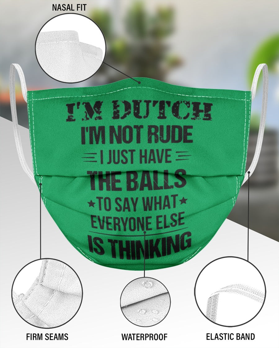 I'M NOT RUDE I'M DUTCH - 3 Layer Face Mask - Single - Kelly - aos-face-mask-3-layers-lifestyle-front-49