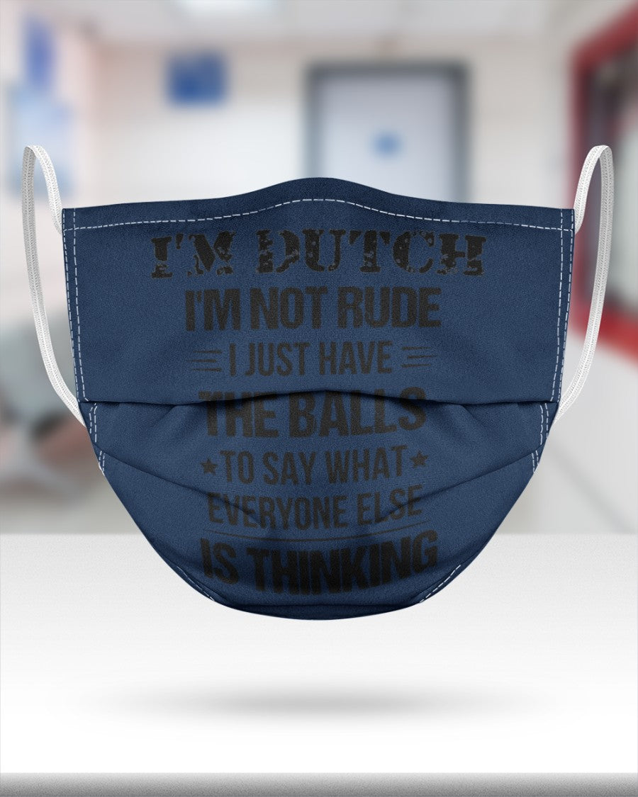 I'M NOT RUDE I'M DUTCH - 3 Layer Face Mask - Single - J Navy - aos-face-mask-3-layers-lifestyle-front-25