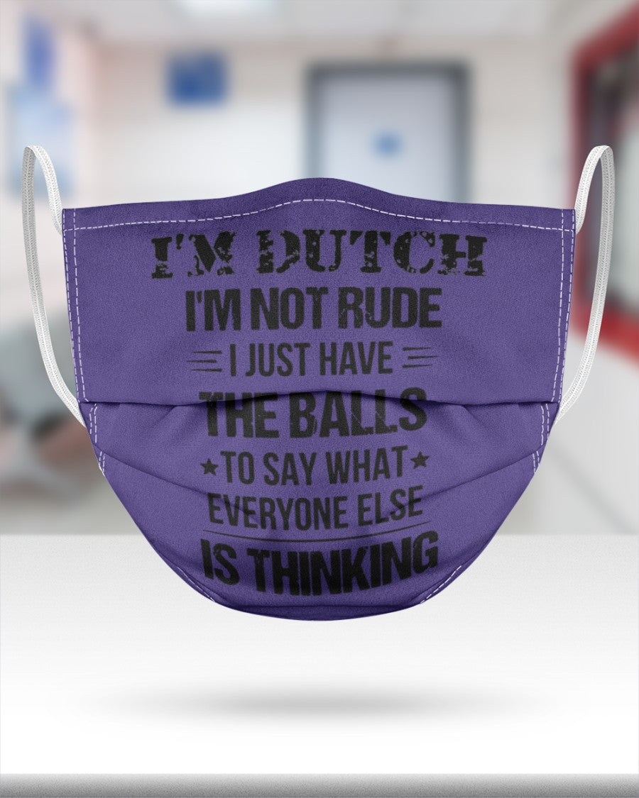 I'M NOT RUDE I'M DUTCH - 3 Layer Face Mask - Single - Purple - aos-face-mask-3-layers-lifestyle-front-25