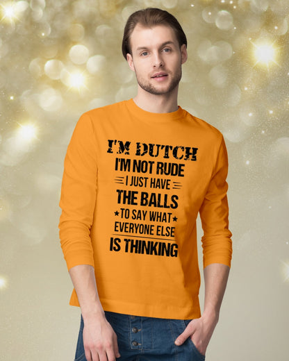 I'M NOT RUDE I'M DUTCH - Long Sleeve Tee - Orange - lifestyle-holiday-longsleeves-front-3