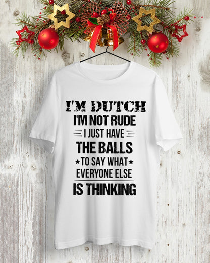 I'M NOT RUDE I'M DUTCH - Premium Fit Mens Tee - White - lifestyle-holiday-crewneck-front-2