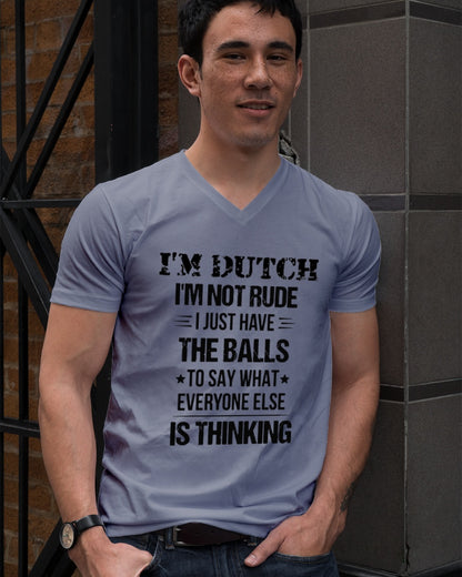 I'M NOT RUDE I'M DUTCH - V-Neck T-Shirt - Asphalt - lifestyle-mens-vneck-front-2