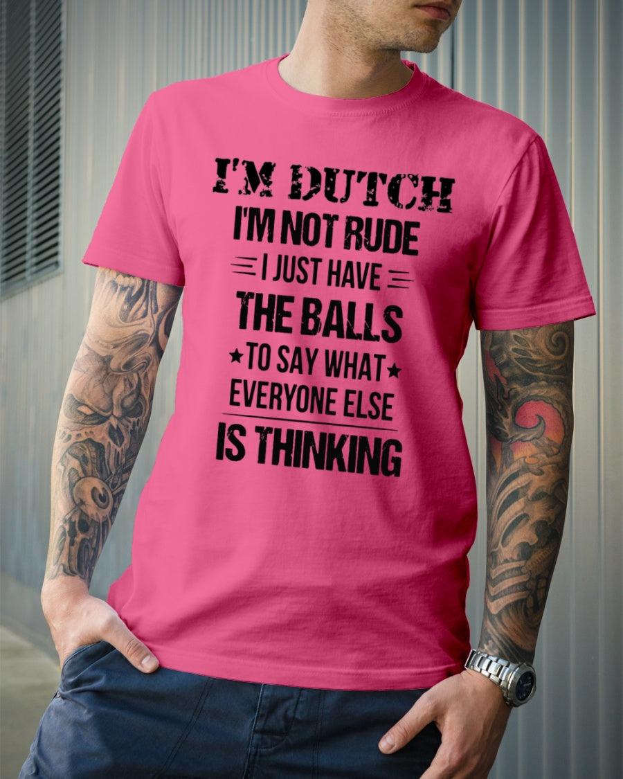 I'M NOT RUDE I'M DUTCH - Premium Fit Mens Tee - Fuchsia - lifestyle-mens-crewneck-front-6
