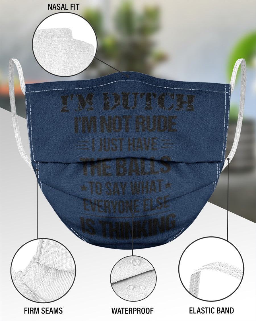 I'M NOT RUDE I'M DUTCH - 3 Layer Face Mask - Single - J Navy - aos-face-mask-3-layers-lifestyle-front-49