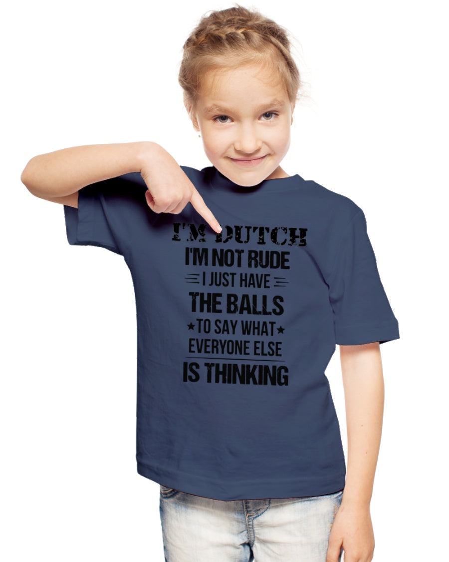 I'M NOT RUDE I'M DUTCH - Youth T-Shirt - J Navy - lifestyle-youth-tshirt-front-2