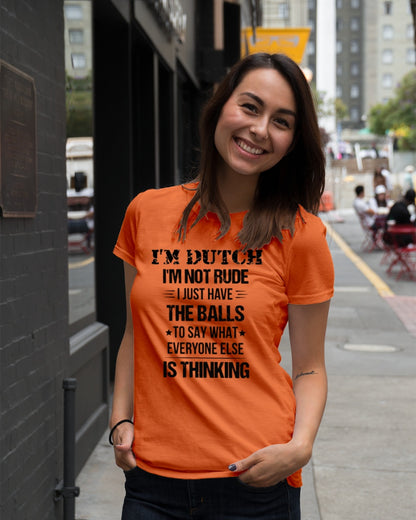 I'M NOT RUDE I'M DUTCH - Premium Fit Ladies Tee - Orange - lifestyle-women-crewneck-front-5