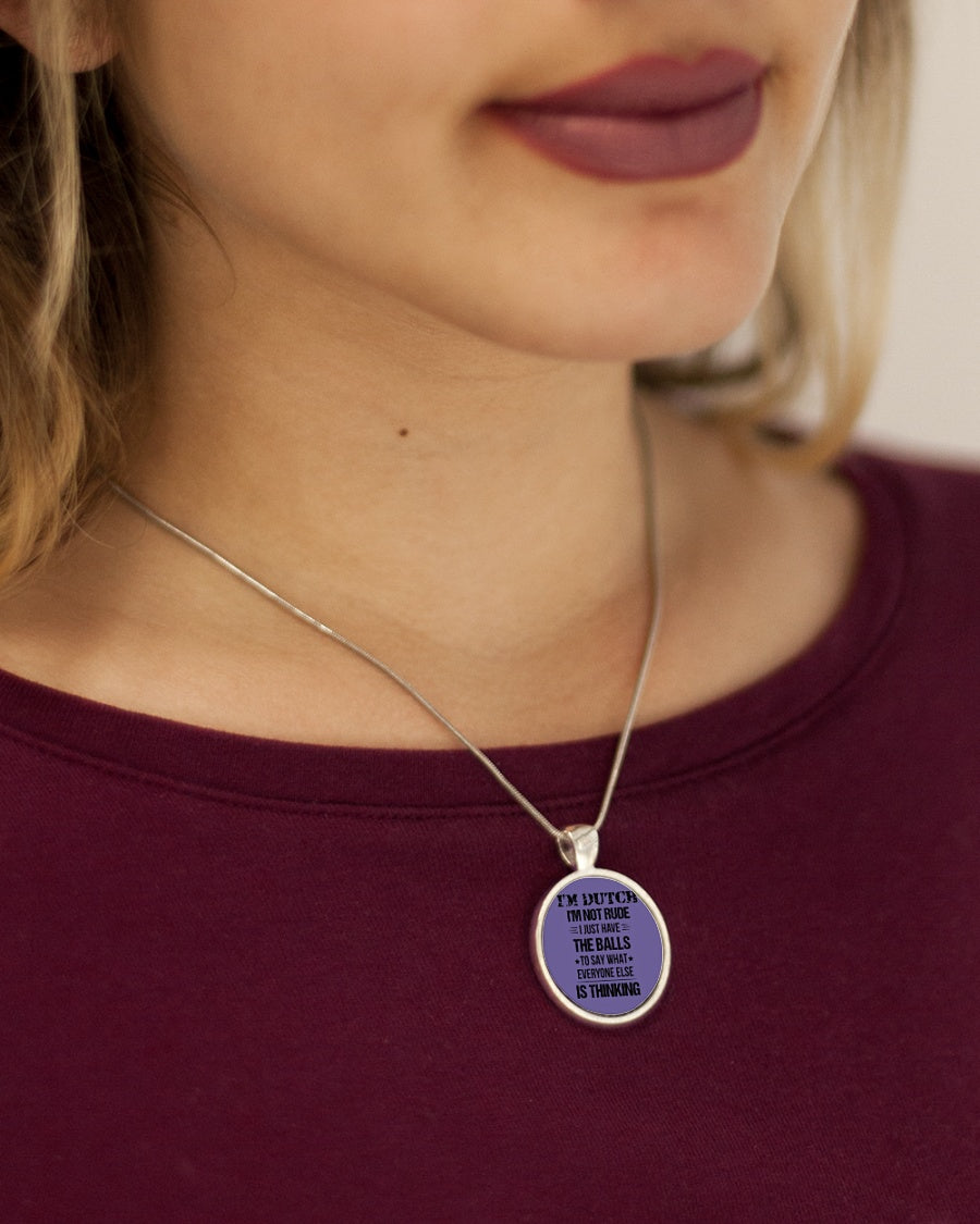 I'M NOT RUDE I'M DUTCH - Metallic Circle Necklace - Purple - aos-necklace-circle-metallic-lifestyle-1