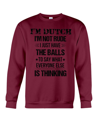 I'M NOT RUDE I'M DUTCH - Crewneck Sweatshirt - Maroon - Front