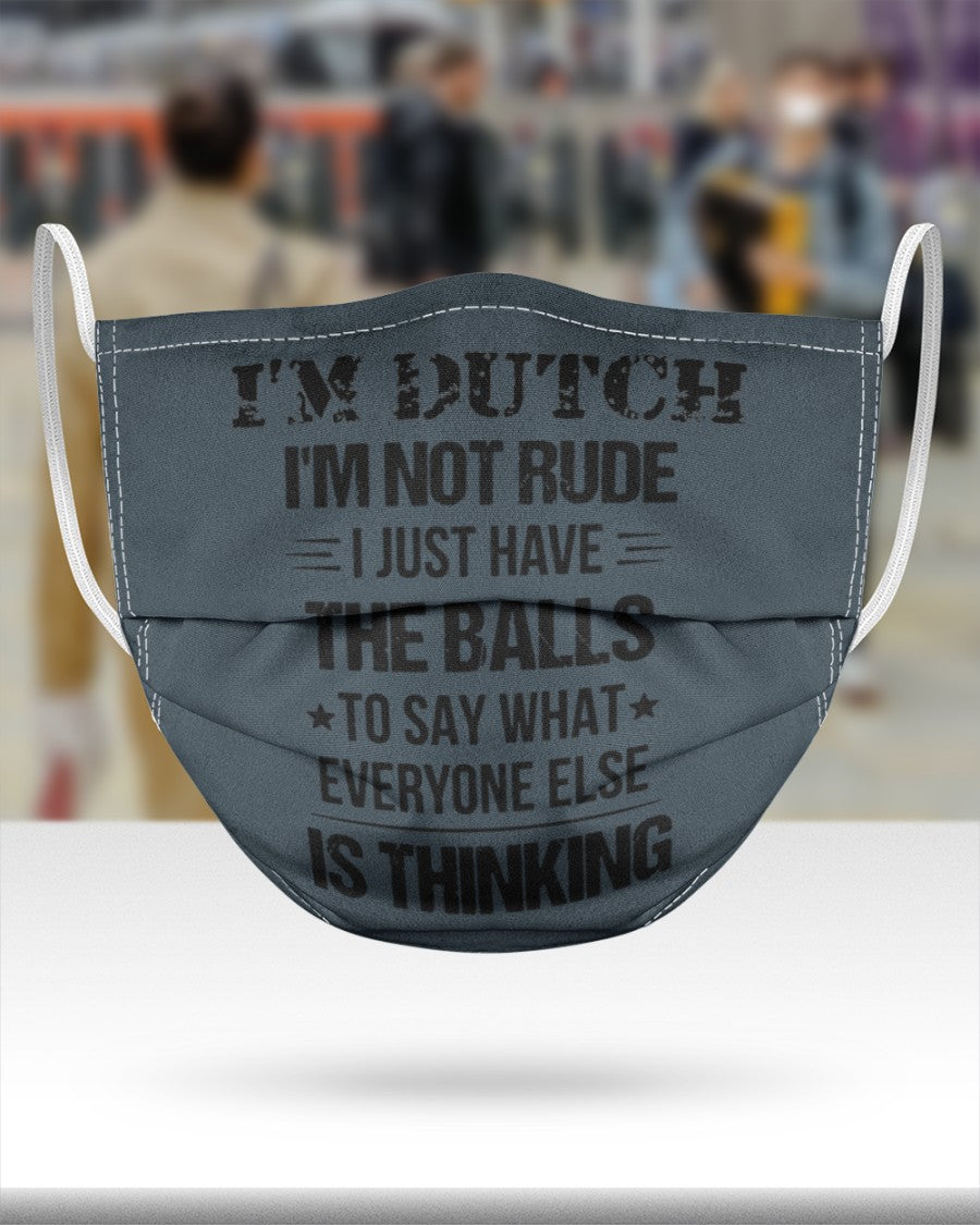 I'M NOT RUDE I'M DUTCH - 3 Layer Face Mask - Single - Charcoal Grey - aos-face-mask-3-layers-lifestyle-front-46