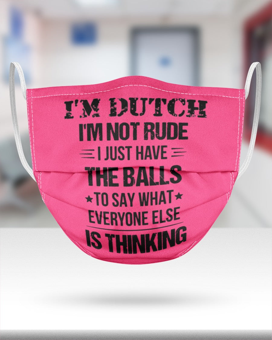 I'M NOT RUDE I'M DUTCH - 3 Layer Face Mask - Single - Cyber Pink - aos-face-mask-3-layers-lifestyle-front-25
