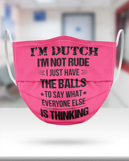 I'M NOT RUDE I'M DUTCH - 3 Layer Face Mask - Single - Cyber Pink - aos-face-mask-3-layers-lifestyle-front-25