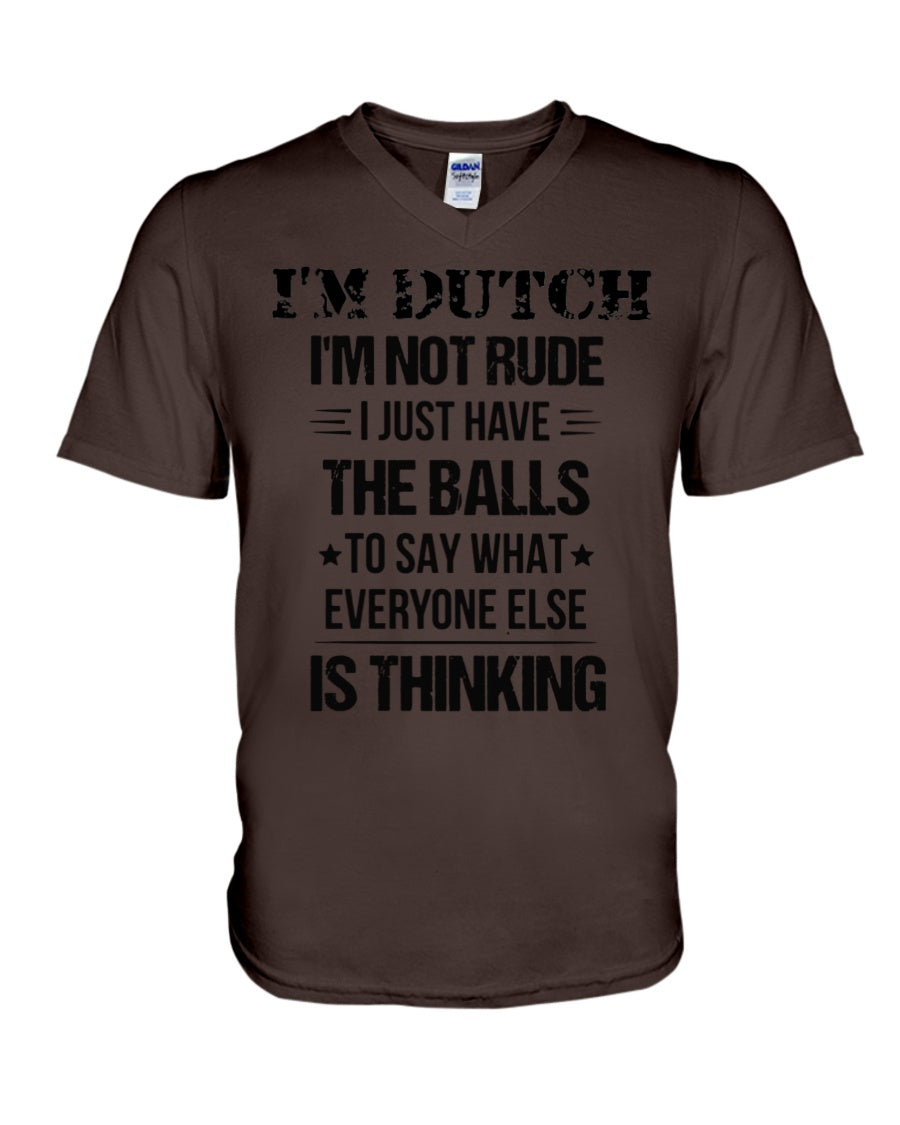 I'M NOT RUDE I'M DUTCH - V-Neck T-Shirt - Brown - Front