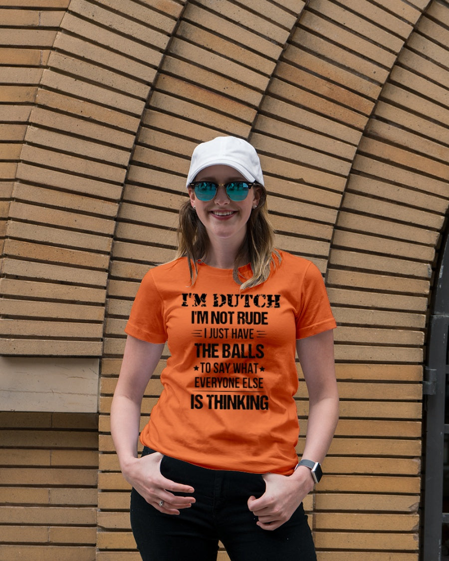 I'M NOT RUDE I'M DUTCH - Premium Fit Ladies Tee - Orange - lifestyle-women-crewneck-front-4