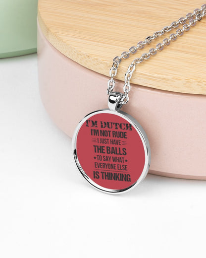 I'M NOT RUDE I'M DUTCH - Metallic Circle Necklace - True Red - aos-necklace-circle-metallic-lifestyle-08