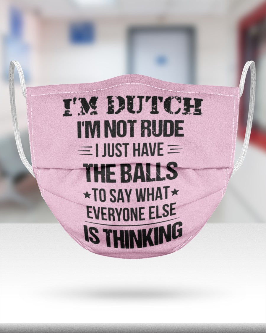 I'M NOT RUDE I'M DUTCH - 3 Layer Face Mask - Single - Classic Pink - aos-face-mask-3-layers-lifestyle-front-25