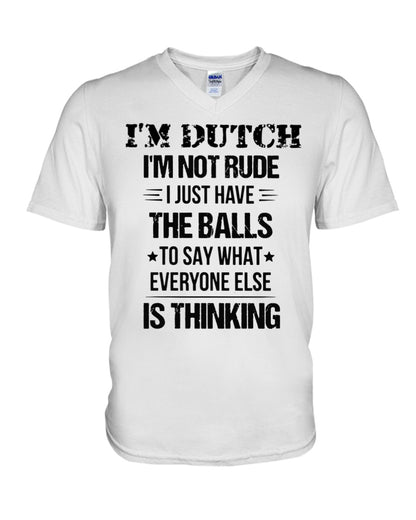 I'M NOT RUDE I'M DUTCH - V-Neck T-Shirt - White - Front