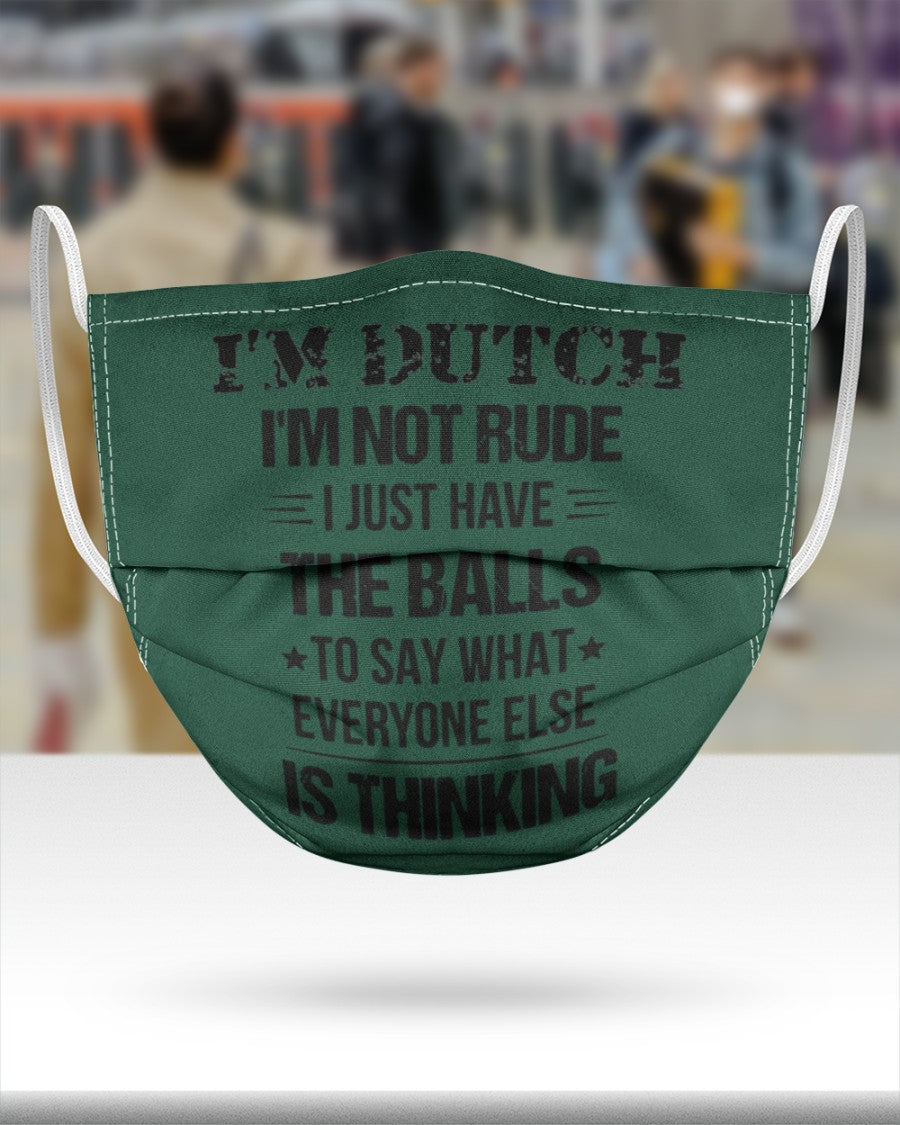 I'M NOT RUDE I'M DUTCH - 3 Layer Face Mask - Single - Forest Green - aos-face-mask-3-layers-lifestyle-front-46