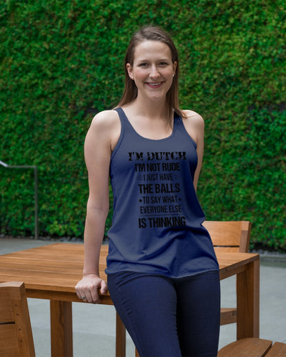 I'M NOT RUDE I'M DUTCH - Ladies Flowy Tank - Midnight - lifestyle-bellaflowy-tank-front-1