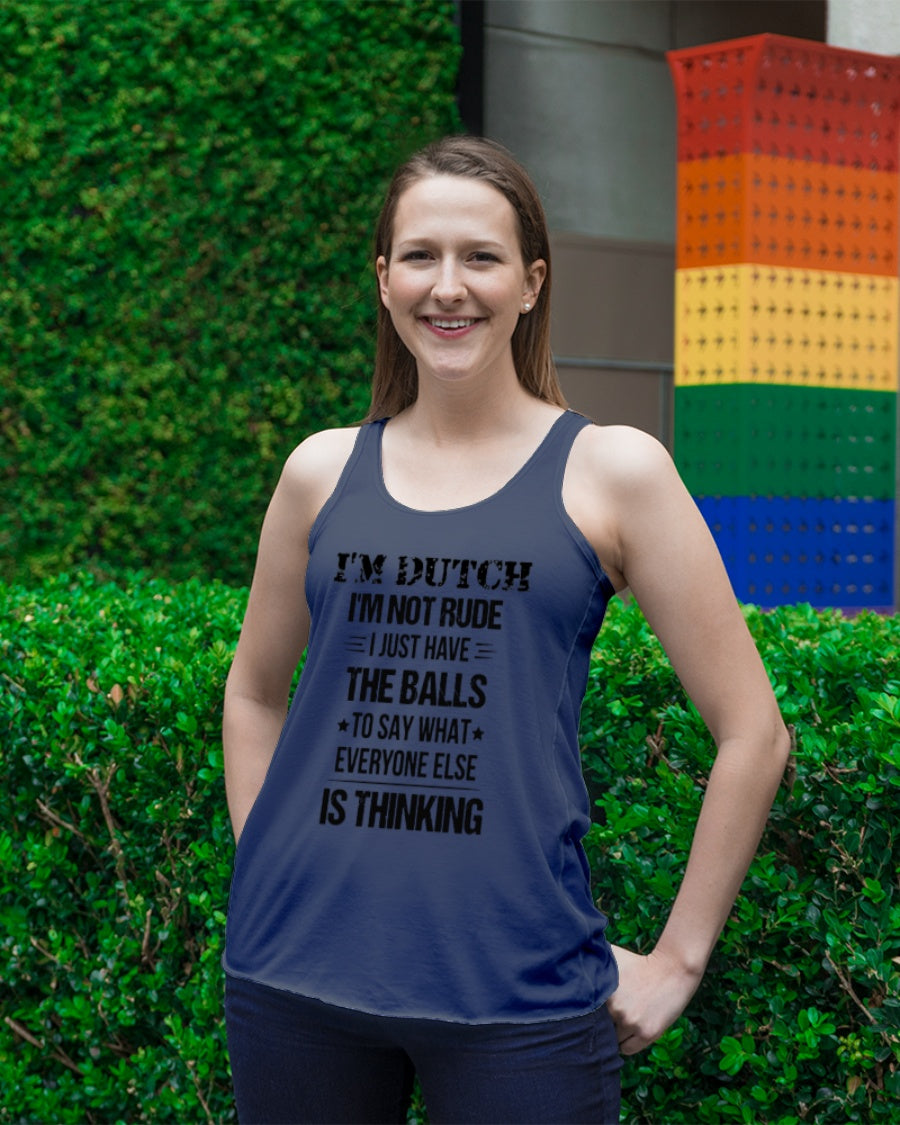 I'M NOT RUDE I'M DUTCH - Ladies Flowy Tank - Midnight - lifestyle-bellaflowy-tank-front-2