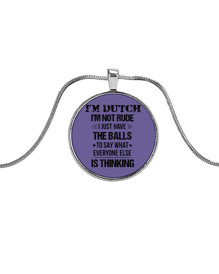 I'M NOT RUDE I'M DUTCH - Metallic Circle Necklace - Purple - Front