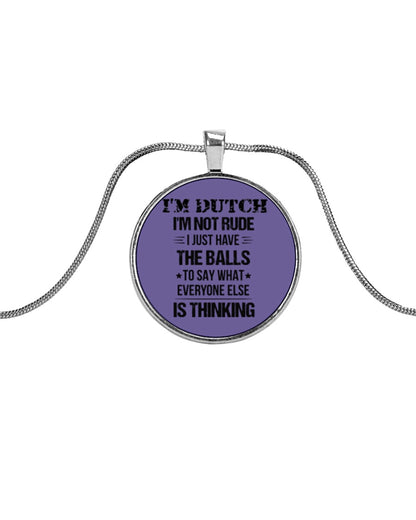 I'M NOT RUDE I'M DUTCH - Metallic Circle Necklace - Purple - Front