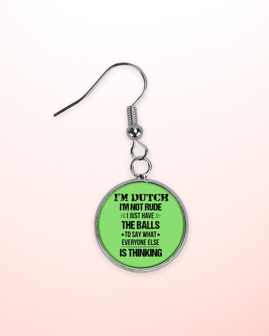 I'M NOT RUDE I'M DUTCH - Circle Earrings - Kiwi - aos-earring-circle-front-lifestyle-2
