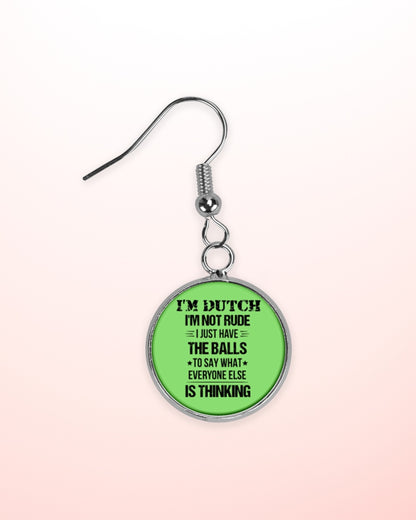 I'M NOT RUDE I'M DUTCH - Circle Earrings - Kiwi - aos-earring-circle-front-lifestyle-2
