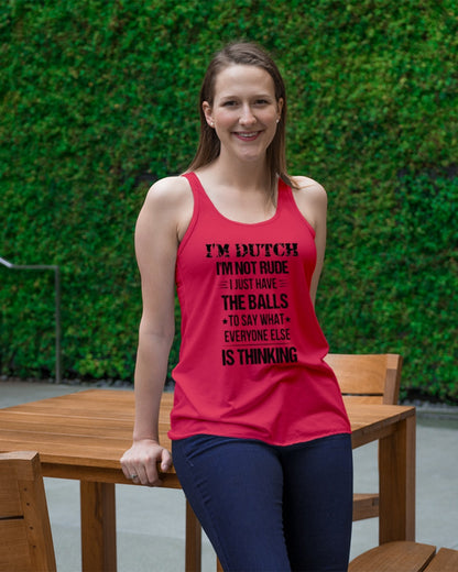 I'M NOT RUDE I'M DUTCH - Ladies Flowy Tank - Red - lifestyle-bellaflowy-tank-front-1