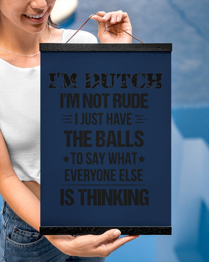 I'M NOT RUDE I'M DUTCH - 12x16 Black Hanging Canvas - J Navy - aos-hanging-canvas-12x16-lifestyle-front-29
