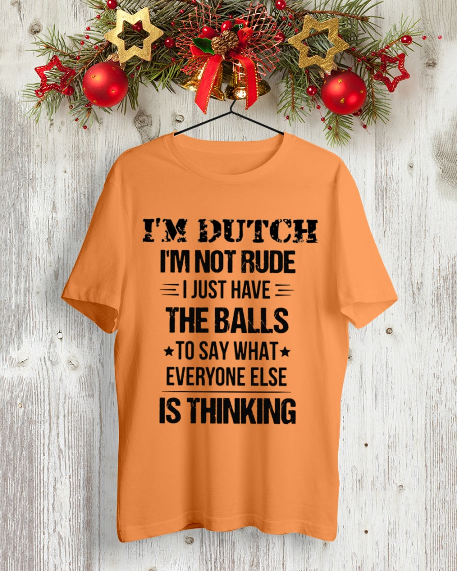 I'M NOT RUDE I'M DUTCH - Premium Fit Mens Tee - Orange - lifestyle-holiday-crewneck-front-2