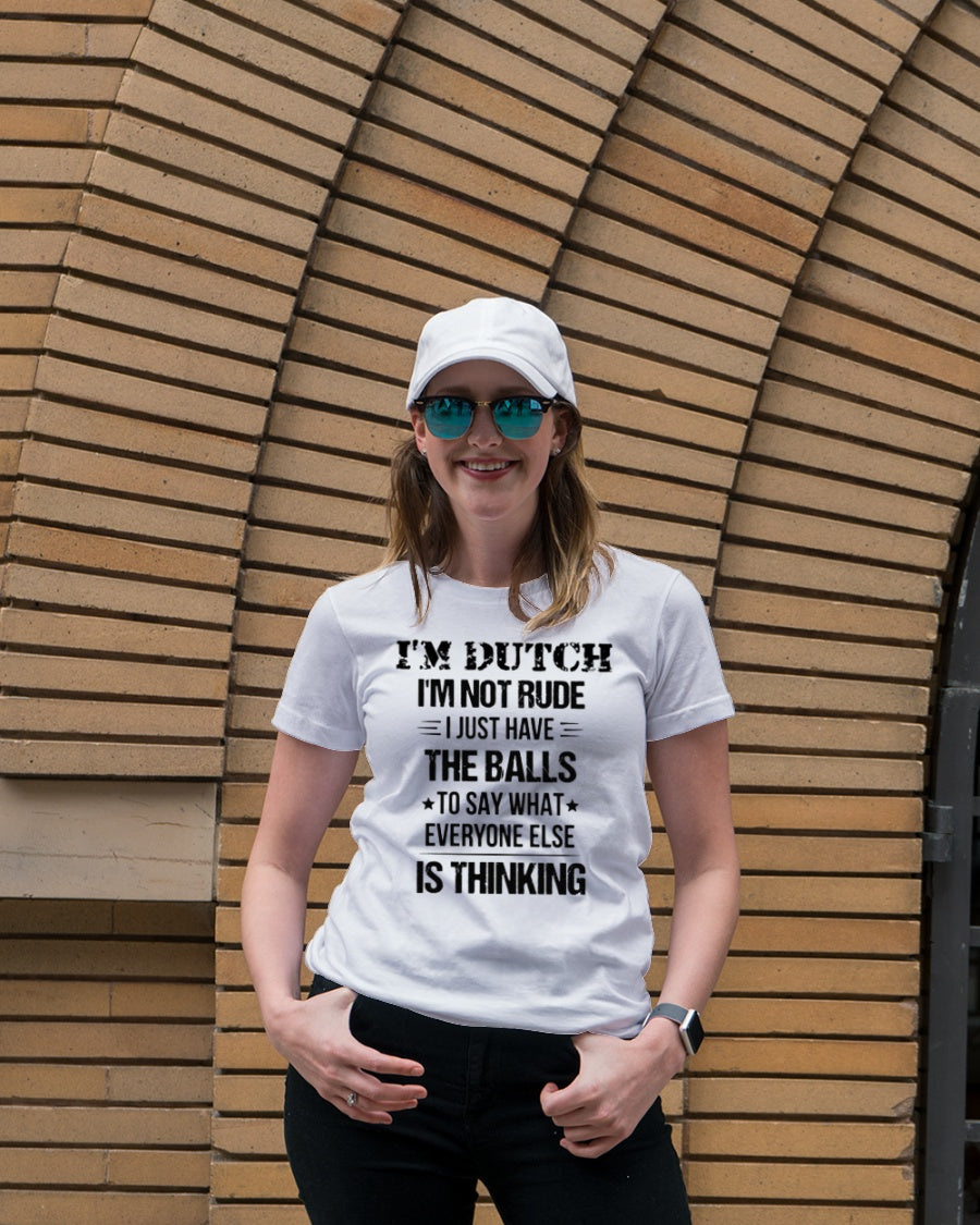 I'M NOT RUDE I'M DUTCH - Premium Fit Ladies Tee - White - lifestyle-women-crewneck-front-4