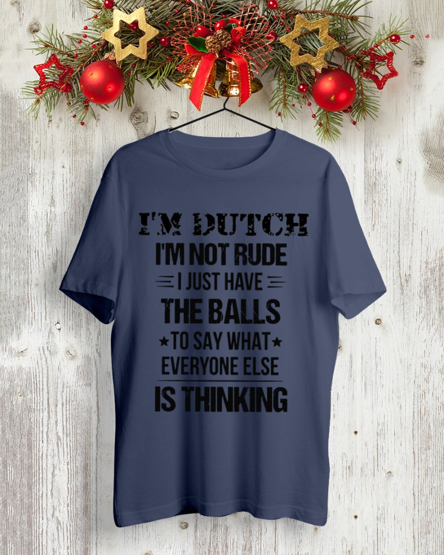 I'M NOT RUDE I'M DUTCH - Premium Fit Mens Tee - Navy - lifestyle-holiday-crewneck-front-2