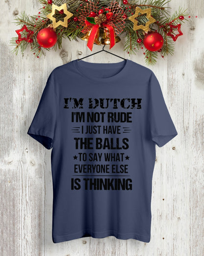 I'M NOT RUDE I'M DUTCH - Premium Fit Mens Tee - Navy - lifestyle-holiday-crewneck-front-2