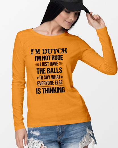 I'M NOT RUDE I'M DUTCH - Long Sleeve Tee - Orange - lifestyle-unisex-longsleeve-front-4