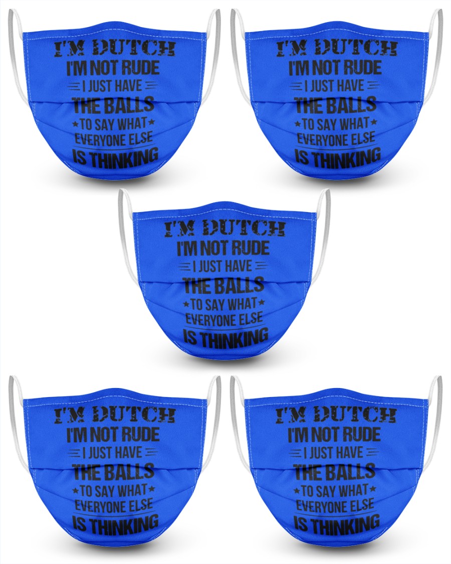 I'M NOT RUDE I'M DUTCH - 3 Layer Face Mask - 5 Pack - Royal - Front