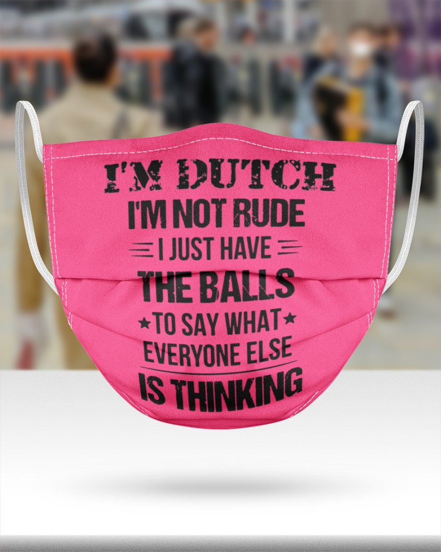 I'M NOT RUDE I'M DUTCH - 3 Layer Face Mask - Single - Cyber Pink - aos-face-mask-3-layers-lifestyle-front-46