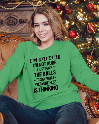 I'M NOT RUDE I'M DUTCH - Crewneck Sweatshirt - Irish Green - lifestyle-holiday-sweater-front-3