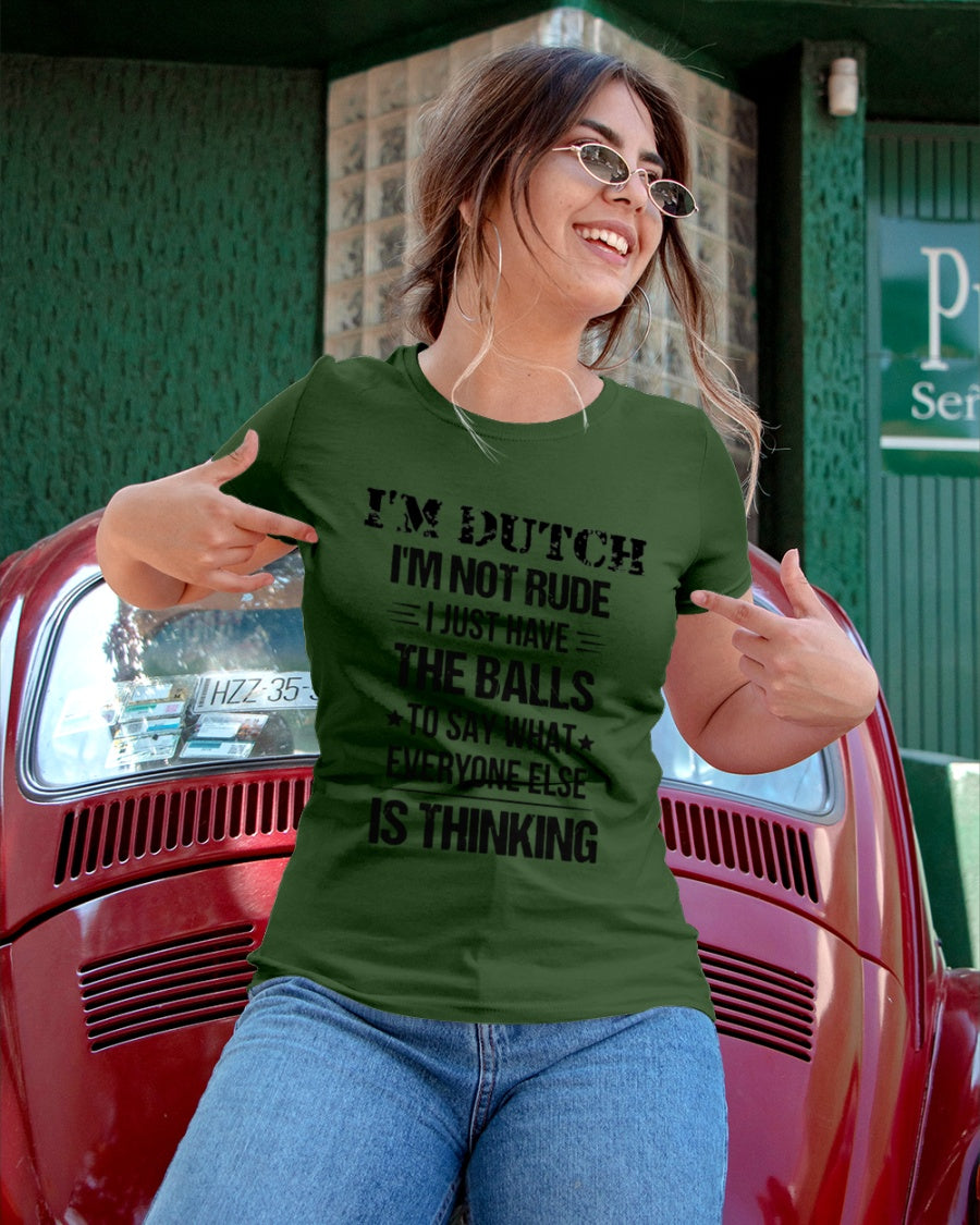 I'M NOT RUDE I'M DUTCH - Ladies T-Shirt - Forest Green - apparel-ladies-t-shirt-lifestyle-01