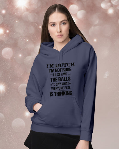 I'M NOT RUDE I'M DUTCH - Hooded Sweatshirt - Navy - lifestyle-holiday-hoodie-front-1