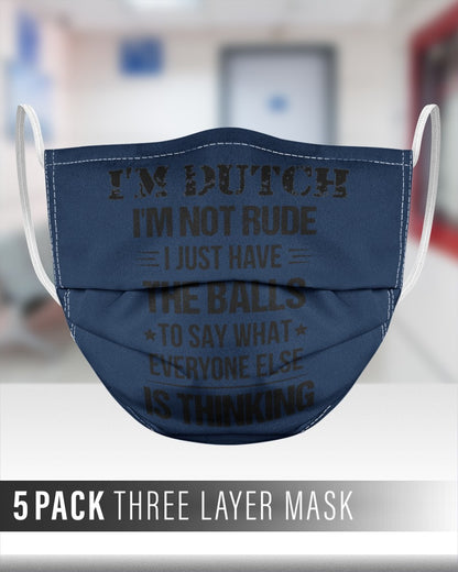 I'M NOT RUDE I'M DUTCH - 3 Layer Face Mask - 5 Pack - J Navy - aos-face-mask-3-layers-lifestyle-front-27