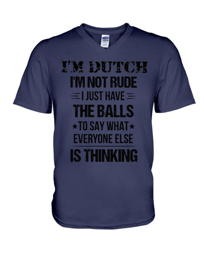 I'M NOT RUDE I'M DUTCH - V-Neck T-Shirt - Navy - Front
