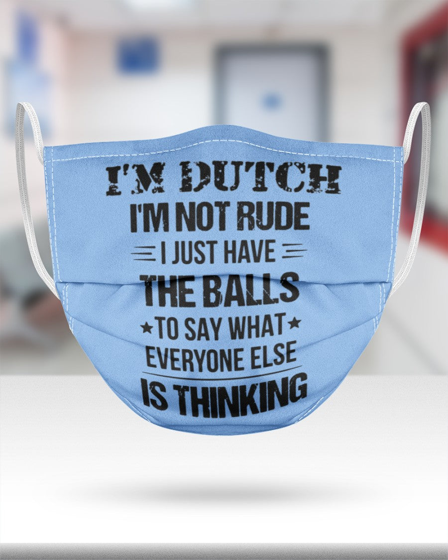 I'M NOT RUDE I'M DUTCH - 3 Layer Face Mask - Single - Light Blue - aos-face-mask-3-layers-lifestyle-front-25