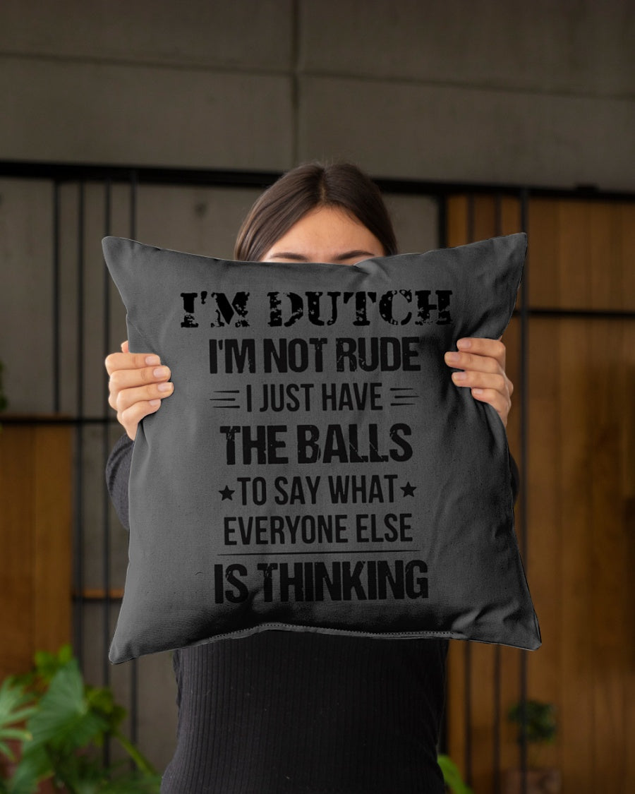 I'M NOT RUDE I'M DUTCH - Indoor Pillow - 16” x 16” - Charcoal Grey - aos-decorative-pillow-lifestyle-front-03