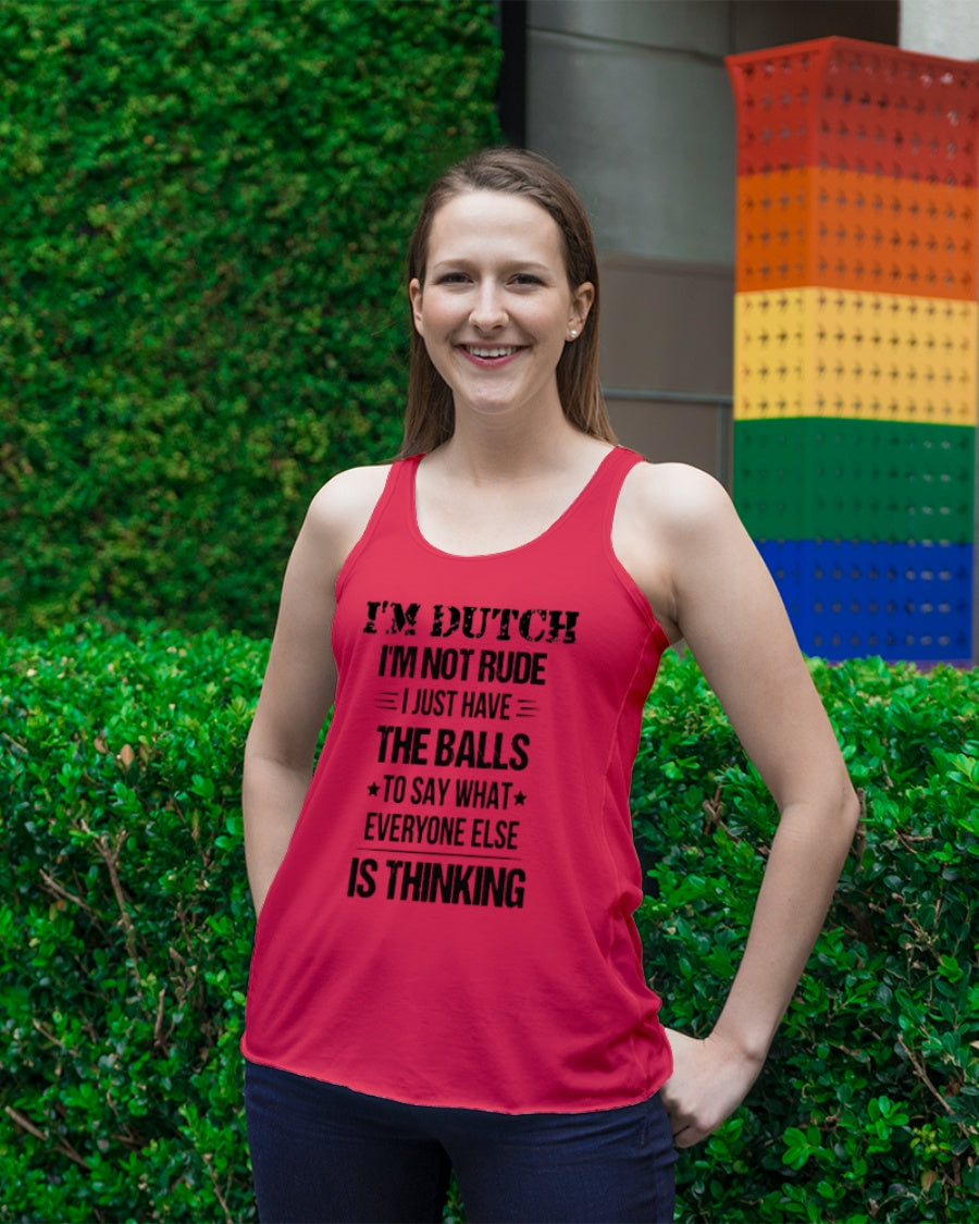 I'M NOT RUDE I'M DUTCH - Ladies Flowy Tank - Red - lifestyle-bellaflowy-tank-front-2