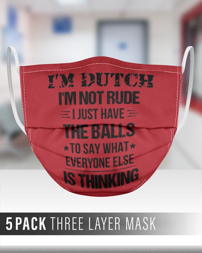 I'M NOT RUDE I'M DUTCH - 3 Layer Face Mask - 5 Pack - True Red - aos-face-mask-3-layers-lifestyle-front-27