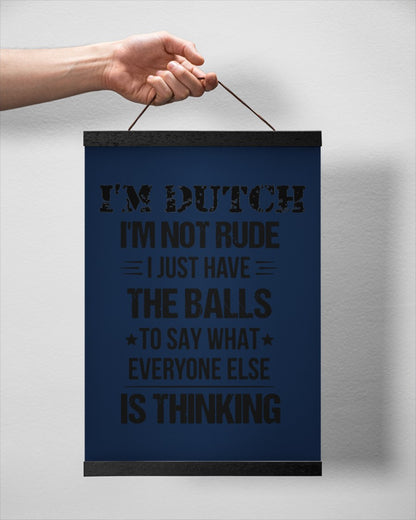 I'M NOT RUDE I'M DUTCH - 12x16 Black Hanging Canvas - J Navy - aos-hanging-canvas-12x16-lifestyle-front-20